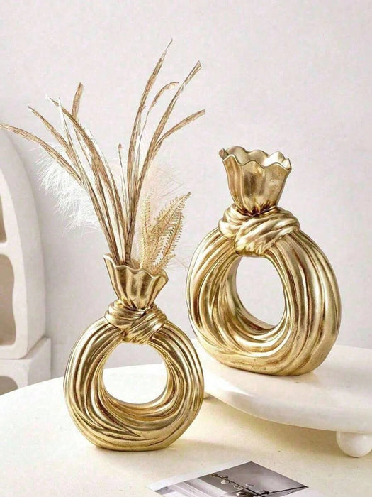 SHEIN Jarrón cerámico dorado, jarrón decorativo redondo - Quierox - Tienda Online