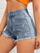 Shein Jeanoix Shorts en mezclilla con bordado floral bajo crudo - Quierox - Tienda Online