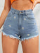 Shein Jeanoix Shorts en mezclilla con bordado floral bajo crudo - Quierox - Tienda Online
