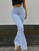 Shein Jeans ajustados acampanados con lazo bordado en el bolsillo trasero - Quierox - Tienda Online