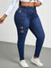 SHEIN Jeans ajustados de mezclilla lavada de talla grande de Slaydiva, para mujer. - Quierox - Tienda Online