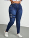 SHEIN Jeans ajustados de mezclilla lavada de talla grande de Slaydiva, para mujer. - Quierox - Tienda Online