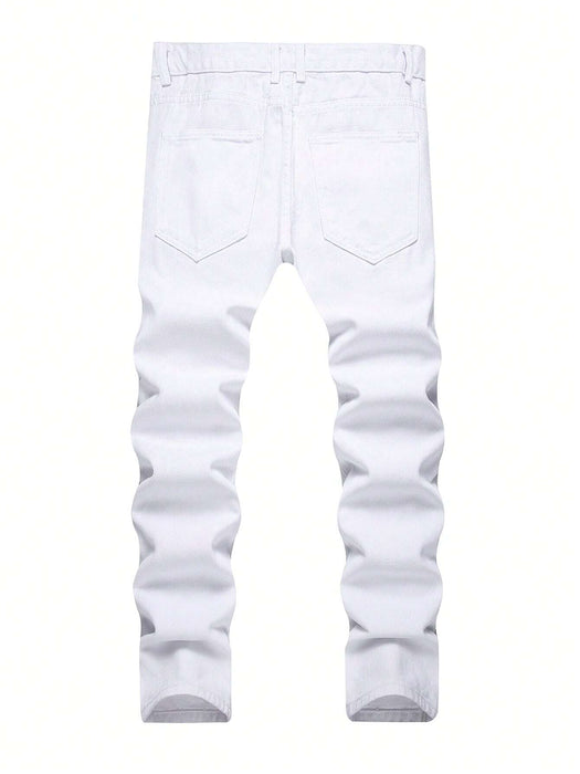 Shein Jeans blancos ajustados desgastados para niño preadolescente - Quierox - Tienda Online