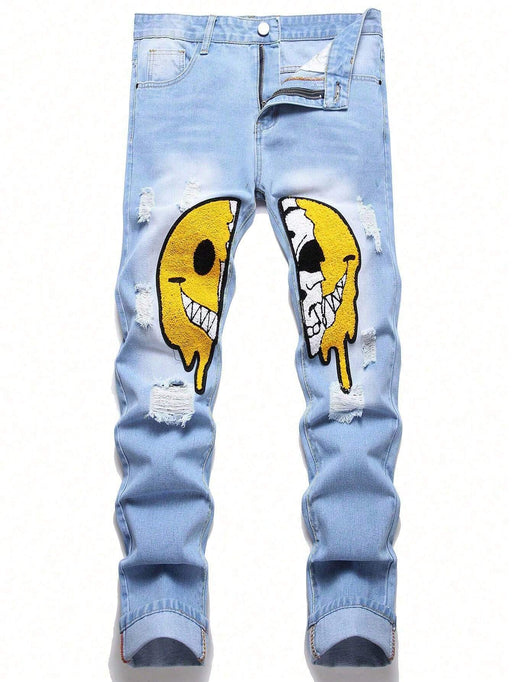 Shein Jeans rotos con gráfico de dibujos animados para hombres - Quierox - Tienda Online