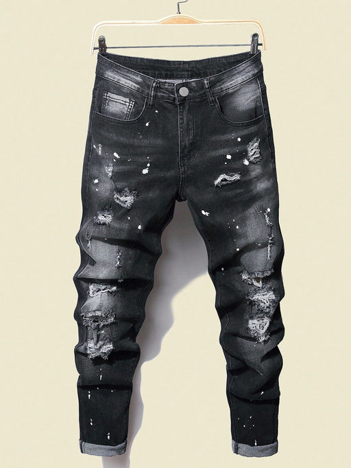 SHEIN Jeans rotos y salpicados de pintura para chico adolescente - Quierox - Tienda Online