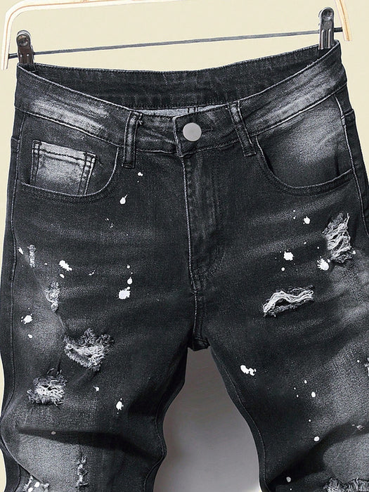 SHEIN Jeans rotos y salpicados de pintura para chico adolescente - Quierox - Tienda Online