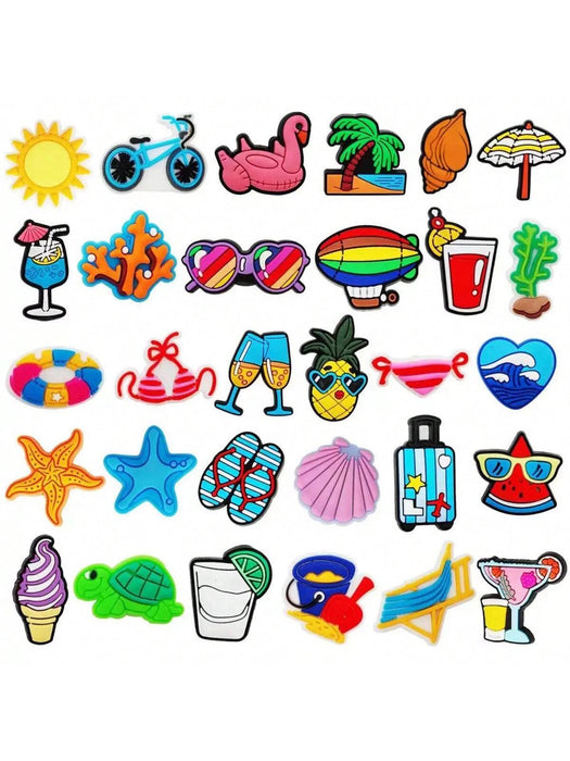 Shein Juego aleatorio de 20 piezas de dijes de PVC con diseños de dibujos animados para decorar zapatos - Quierox - Tienda Online