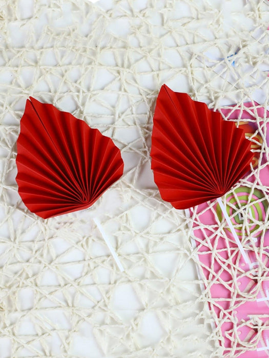 Shein Juego de 2 adornos de papel para tartas, diseño creativo en forma de abanico rojo - Quierox - Tienda Online