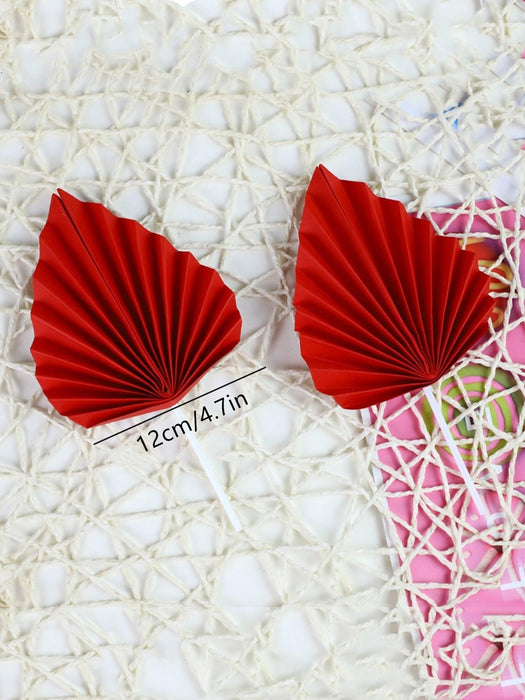Shein Juego de 2 adornos de papel para tartas, diseño creativo en forma de abanico rojo - Quierox - Tienda Online