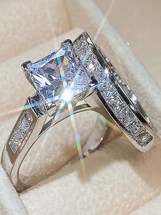 SHEIN Juego de 2 anillos de cristal artificial cuadrados de moda - Quierox - Tienda Online