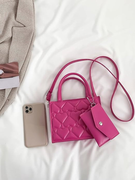 SHEIN Juego de 2 bolsos cuadrados acolchados con forma de corazón para mujer - Quierox - Tienda Online