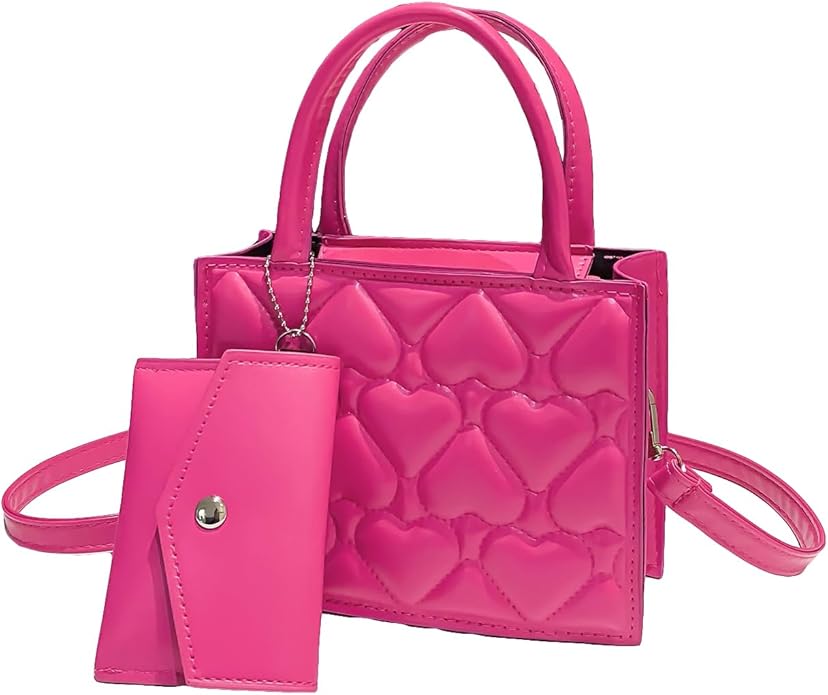 SHEIN Juego de 2 bolsos cuadrados acolchados con forma de corazón para mujer - Quierox - Tienda Online