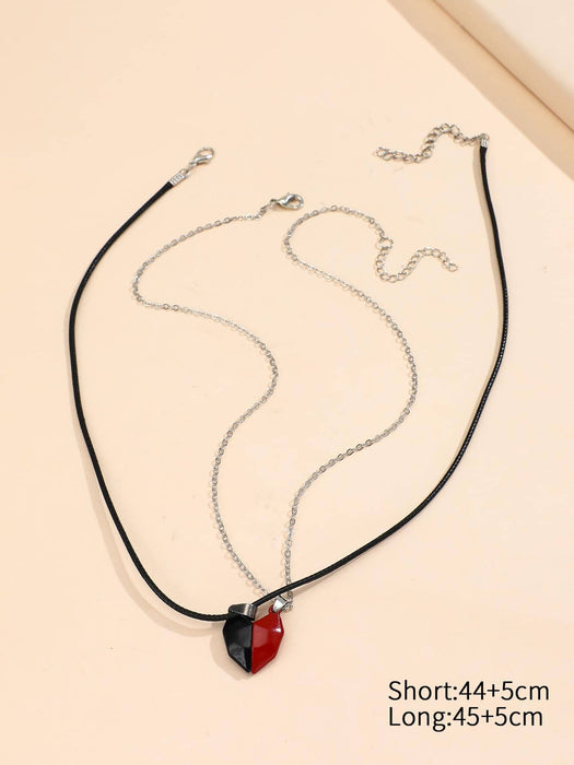 Shein Juego de 2 collares con dijes de corazón magnéticos para parejas - Quierox - Tienda Online