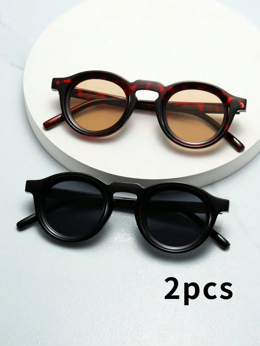 SHEIN Juego de 2 gafas de montura redonda y retro, con diseño sencillo - Quierox - Tienda Online