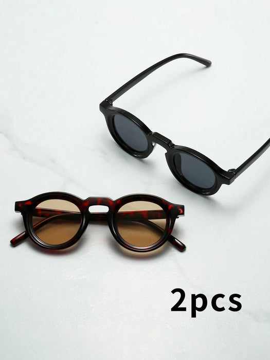 SHEIN Juego de 2 gafas de montura redonda y retro, con diseño sencillo - Quierox - Tienda Online
