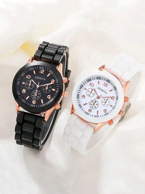 SHEIN Juego de 2 relojes de cuarzo con correa de silicona para parejas - Quierox - Tienda Online