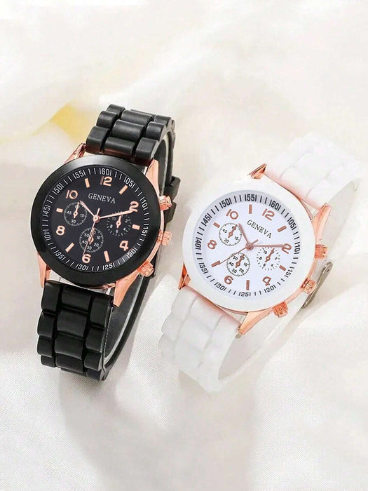 SHEIN Juego de 2 relojes de cuarzo con correa de silicona para parejas - Quierox - Tienda Online