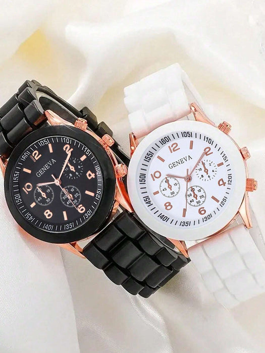 SHEIN Juego de 2 relojes de cuarzo con correa de silicona para parejas - Quierox - Tienda Online