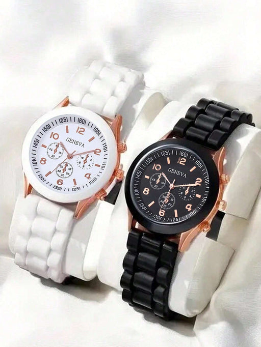 SHEIN Juego de 2 relojes de cuarzo con correa de silicona para parejas - Quierox - Tienda Online