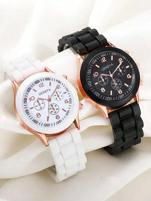 SHEIN Juego de 2 relojes de cuarzo con correa de silicona para parejas - Quierox - Tienda Online