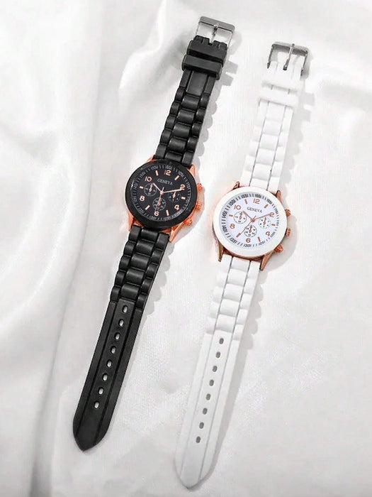 SHEIN Juego de 2 relojes de cuarzo con correa de silicona para parejas - Quierox - Tienda Online