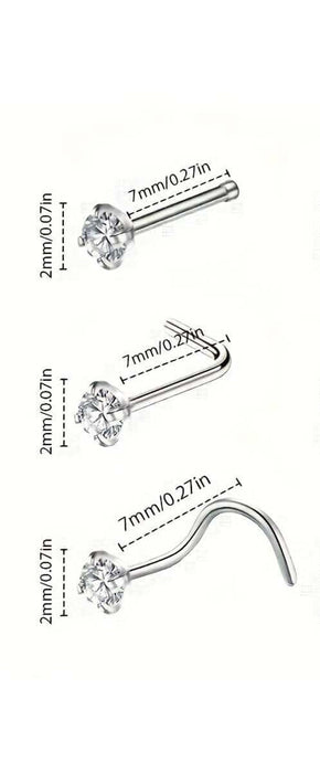 Shein Juego de 3 mini anillos para la nariz con circonita cúbica - Quierox - Tienda Online