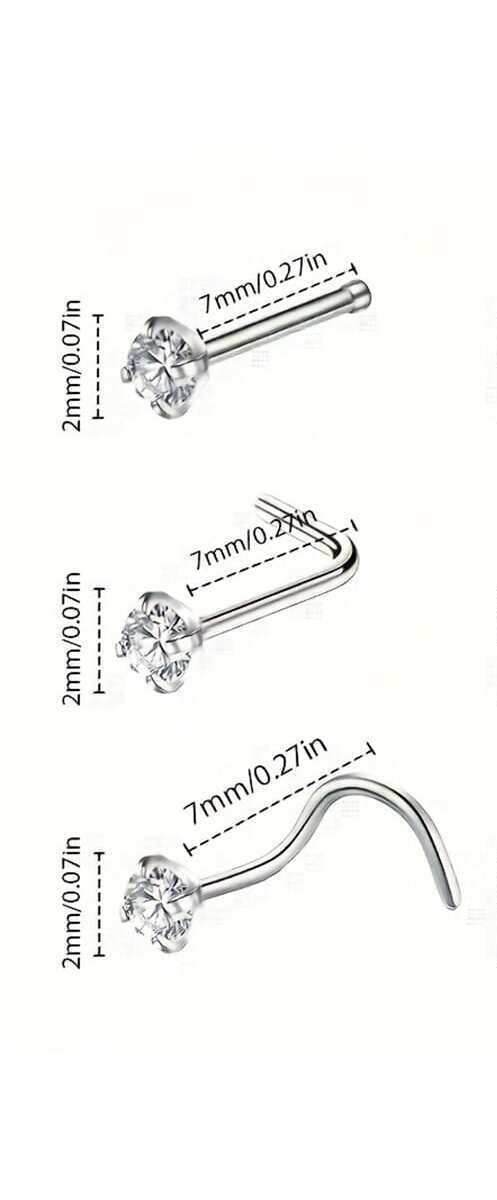 Shein Juego de 3 mini anillos para la nariz con circonita cúbica - Quierox - Tienda Online
