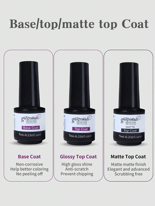 Shein Juego de 3 piezas de 7 ml de capa superior y base para esmalte - Quierox - Tienda Online