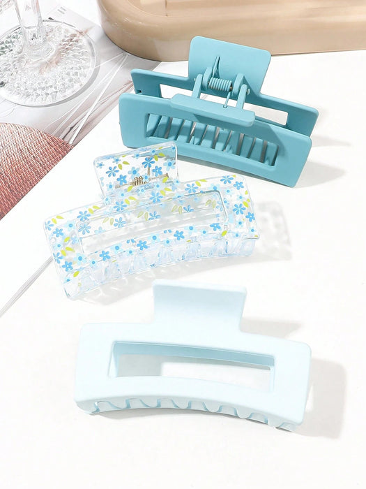 Shein Juego de 3 pinzas para el cabello cuadradas de verano en color azul claro - Quierox - Tienda Online