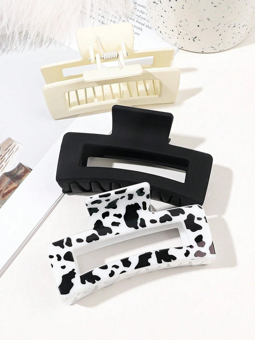 Shein Juego de 3 pinzas para el cabello estilo cyberpunk para mujer con colores sólidos mate, estampado de vaca - Quierox - Tienda Online