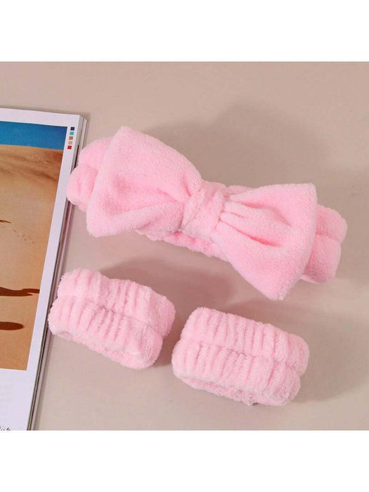 Shein Juego de 3 pulseras de forro polar coral, diadema y toalla facial - Quierox - Tienda Online