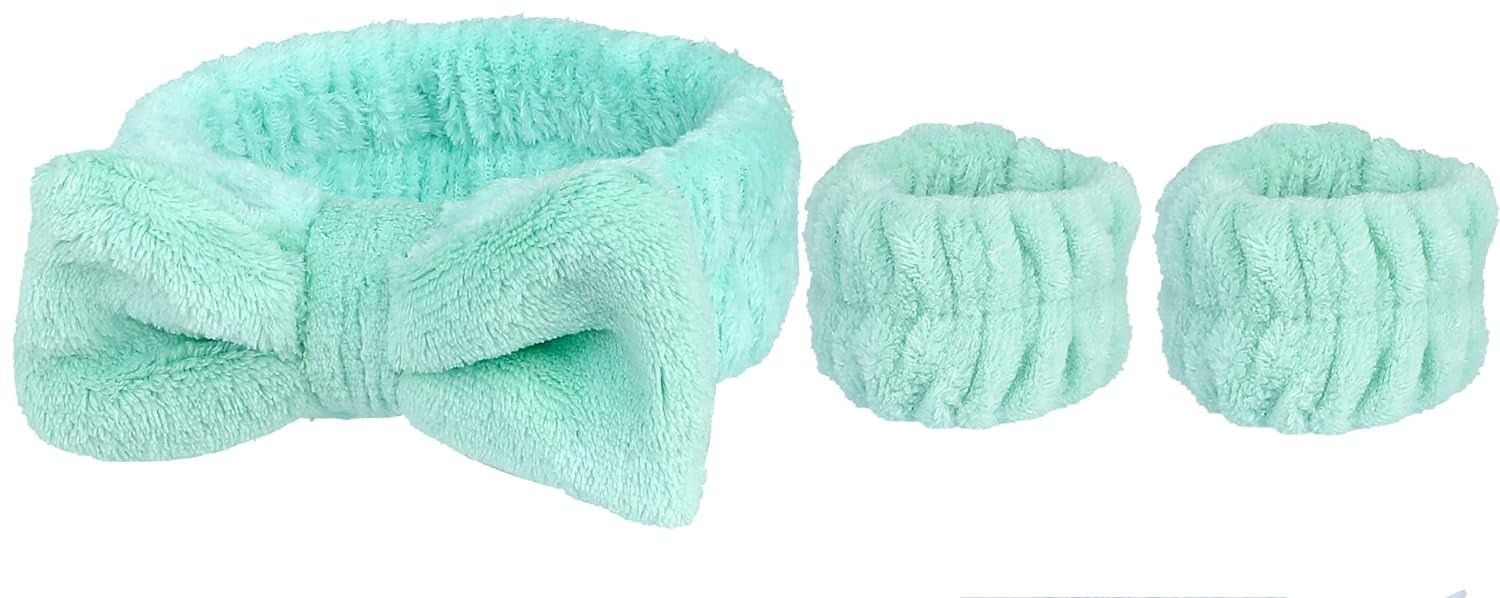 Shein Juego de 3 pulseras de forro polar coral, diadema y toalla facial - Quierox - Tienda Online