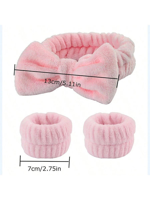 Shein Juego de 3 pulseras de forro polar coral, diadema y toalla facial - Quierox - Tienda Online