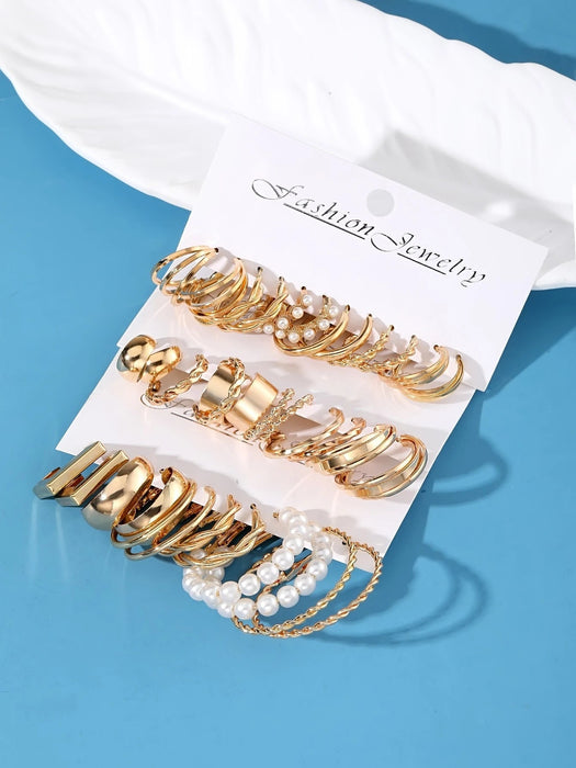 Shein Juego de 36 piezas de pendientes geométricos de perlas de imitación - Quierox - Tienda Online