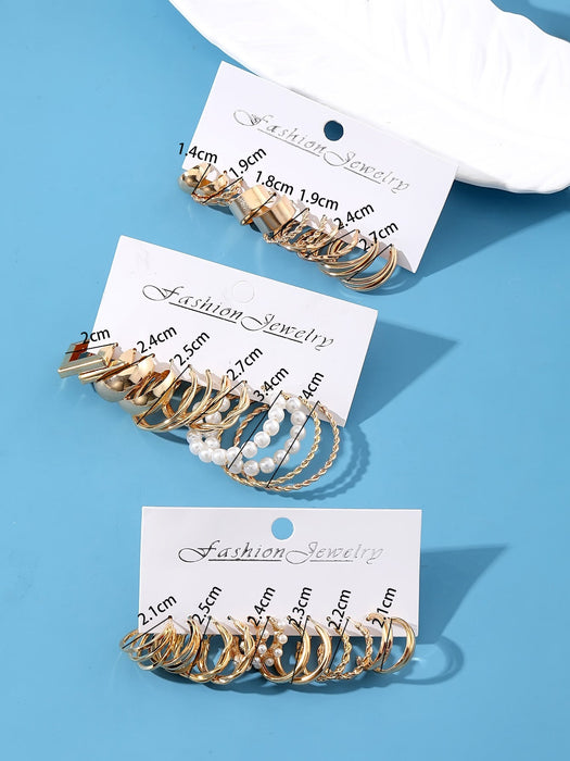 Shein Juego de 36 piezas de pendientes geométricos de perlas de imitación - Quierox - Tienda Online