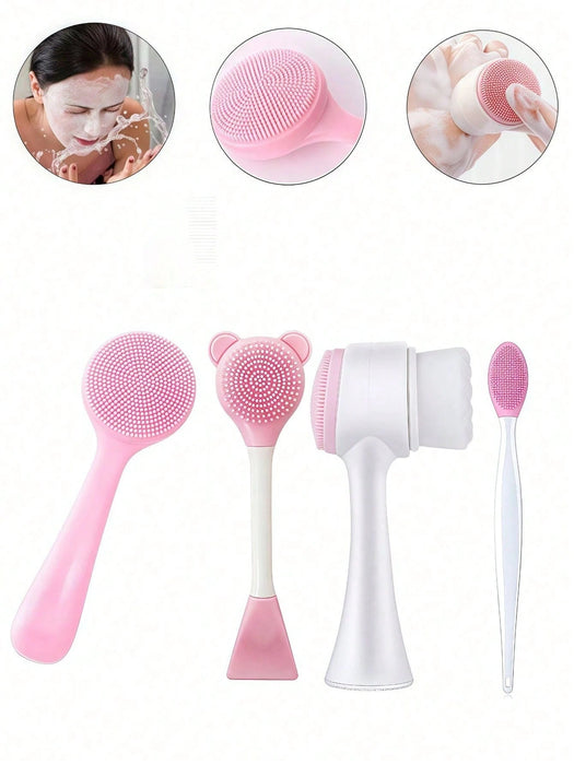 Shein Juego de 4 piezas de cepillo de limpieza facial de silicona multifuncional - Quierox - Tienda Online