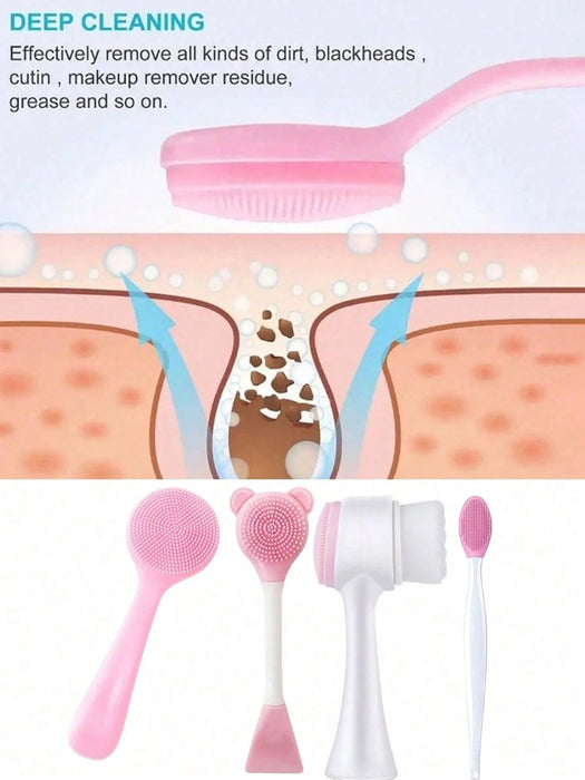 Shein Juego de 4 piezas de cepillo de limpieza facial de silicona multifuncional - Quierox - Tienda Online