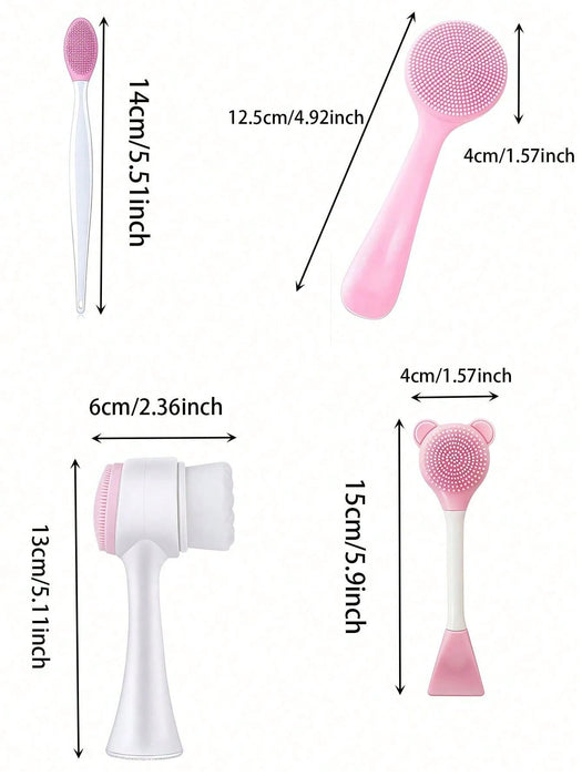 Shein Juego de 4 piezas de cepillo de limpieza facial de silicona multifuncional - Quierox - Tienda Online