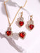 Shein Juego de 4 piezas de collar, pendientes y anillo de color rojo, sencillo y lujoso - Quierox - Tienda Online