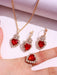 Shein Juego de 4 piezas de collar, pendientes y anillo de color rojo, sencillo y lujoso - Quierox - Tienda Online