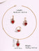 Shein Juego de 4 piezas de collar, pendientes y anillo de color rojo, sencillo y lujoso - Quierox - Tienda Online
