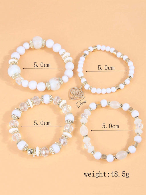 Shein Juego de 4 pulseras con dijes de corazón y cuentas - Quierox - Tienda Online