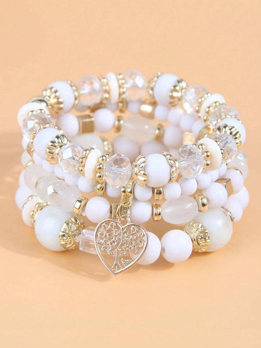 Shein Juego de 4 pulseras con dijes de corazón y cuentas - Quierox - Tienda Online