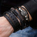 Shein Juego de 4 Pulseras para hombre de cuero punk de moda para hombre - Quierox - Tienda Online