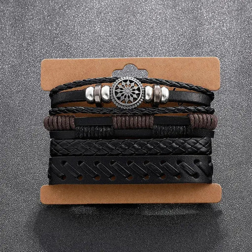 Shein Juego de 4 Pulseras para hombre de cuero punk de moda para hombre - Quierox - Tienda Online