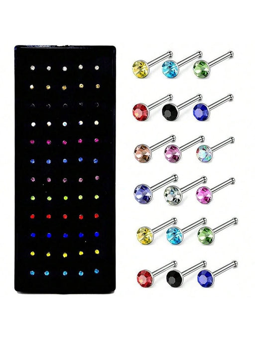 Shein Juego de 40 piercings nasales de acero inoxidable con diamantes de imitación - Quierox - Tienda Online