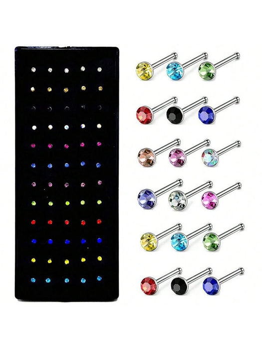 Shein Juego de 40 piercings nasales de acero inoxidable con diamantes de imitación - Quierox - Tienda Online