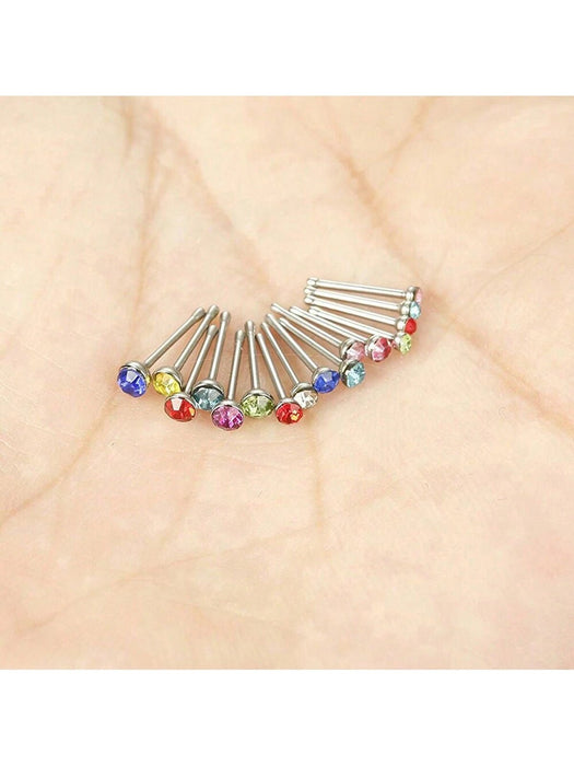 Shein Juego de 40 piercings nasales de acero inoxidable con diamantes de imitación - Quierox - Tienda Online