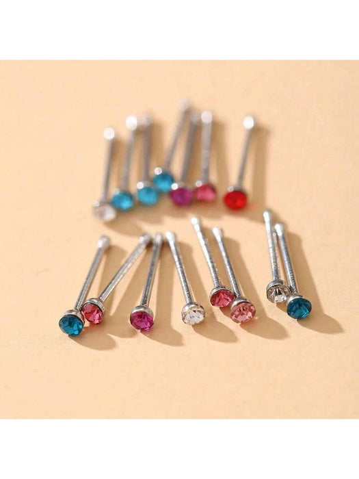 Shein Juego de 40 piercings nasales de acero inoxidable con diamantes de imitación - Quierox - Tienda Online