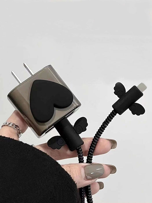 Shein Juego de 5 accesorios para cargador de 20 W de estilo mariposa transparente de color negro - Quierox - Tienda Online